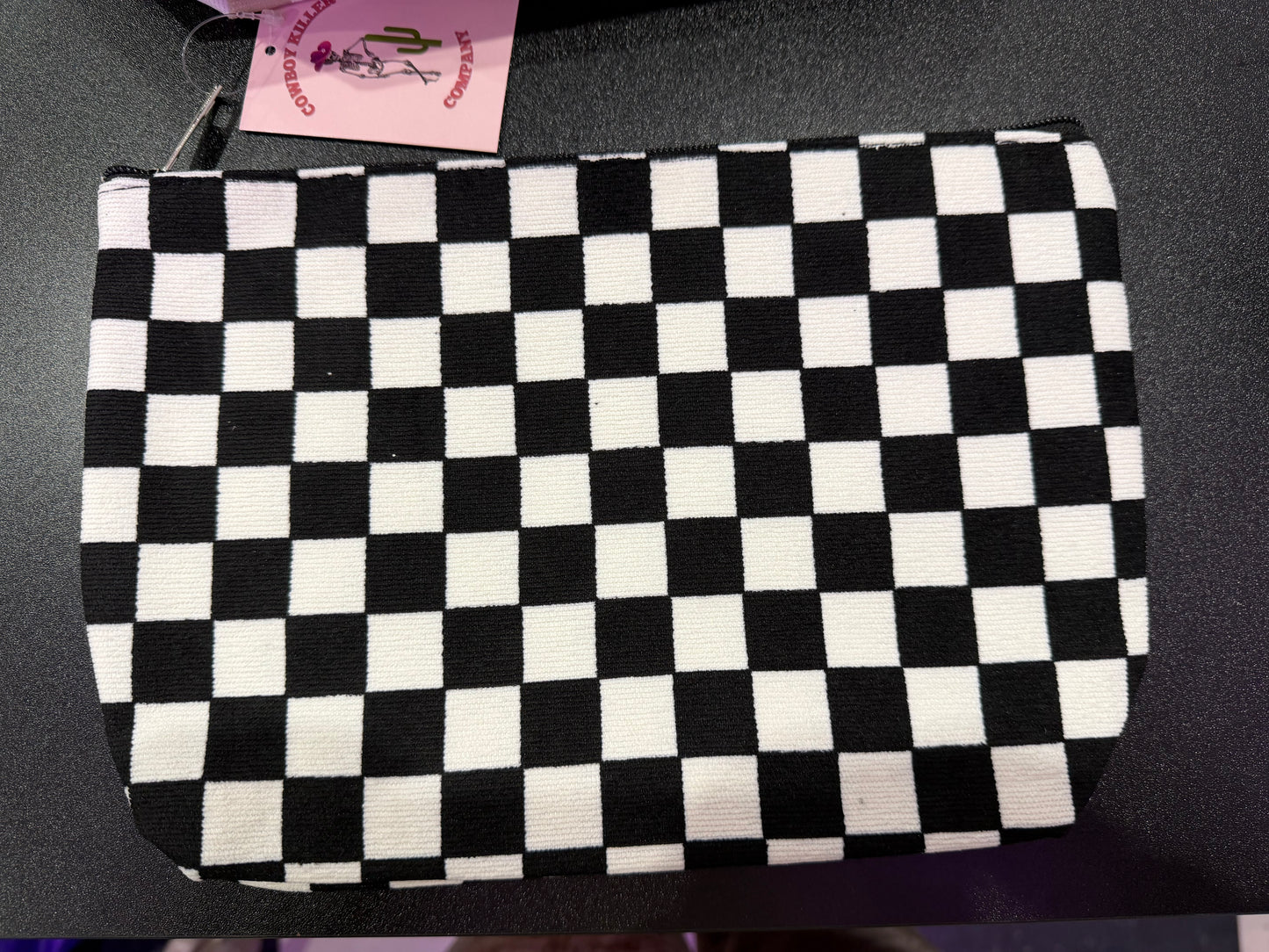 Checkered Travel Pouch - Black