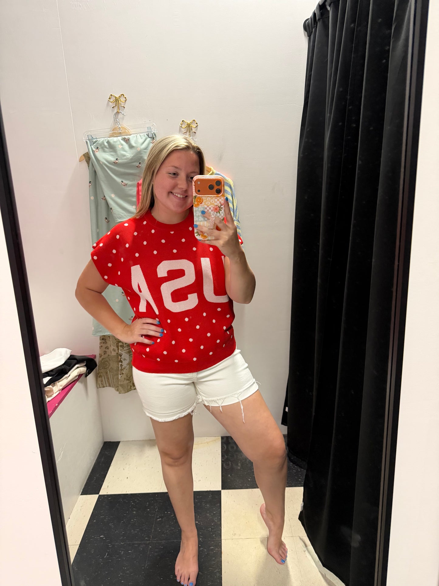 USA Polka Dot Knit Top - FINAL SALE