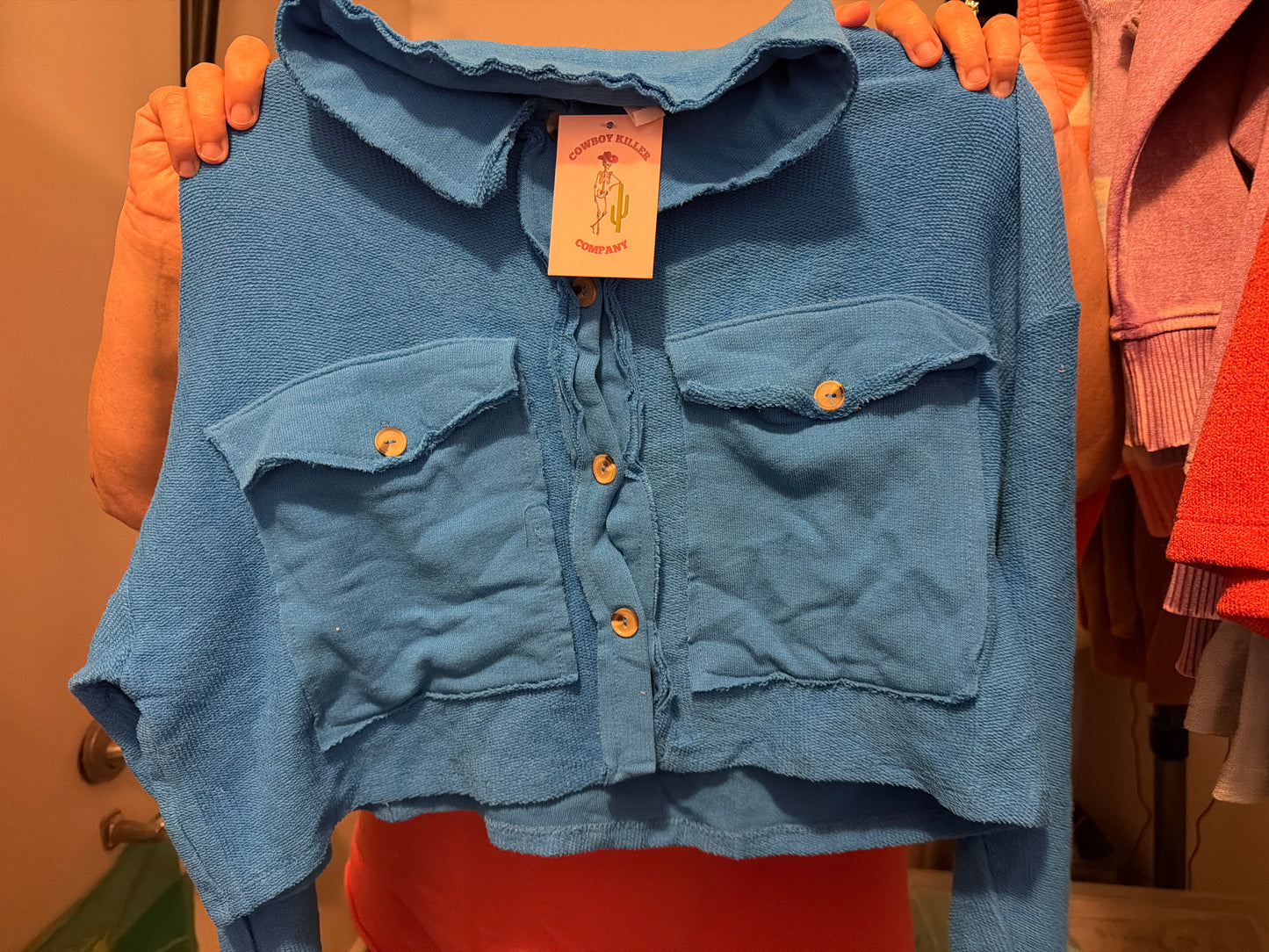 Laura Cropped Shacket - Ocean Blue