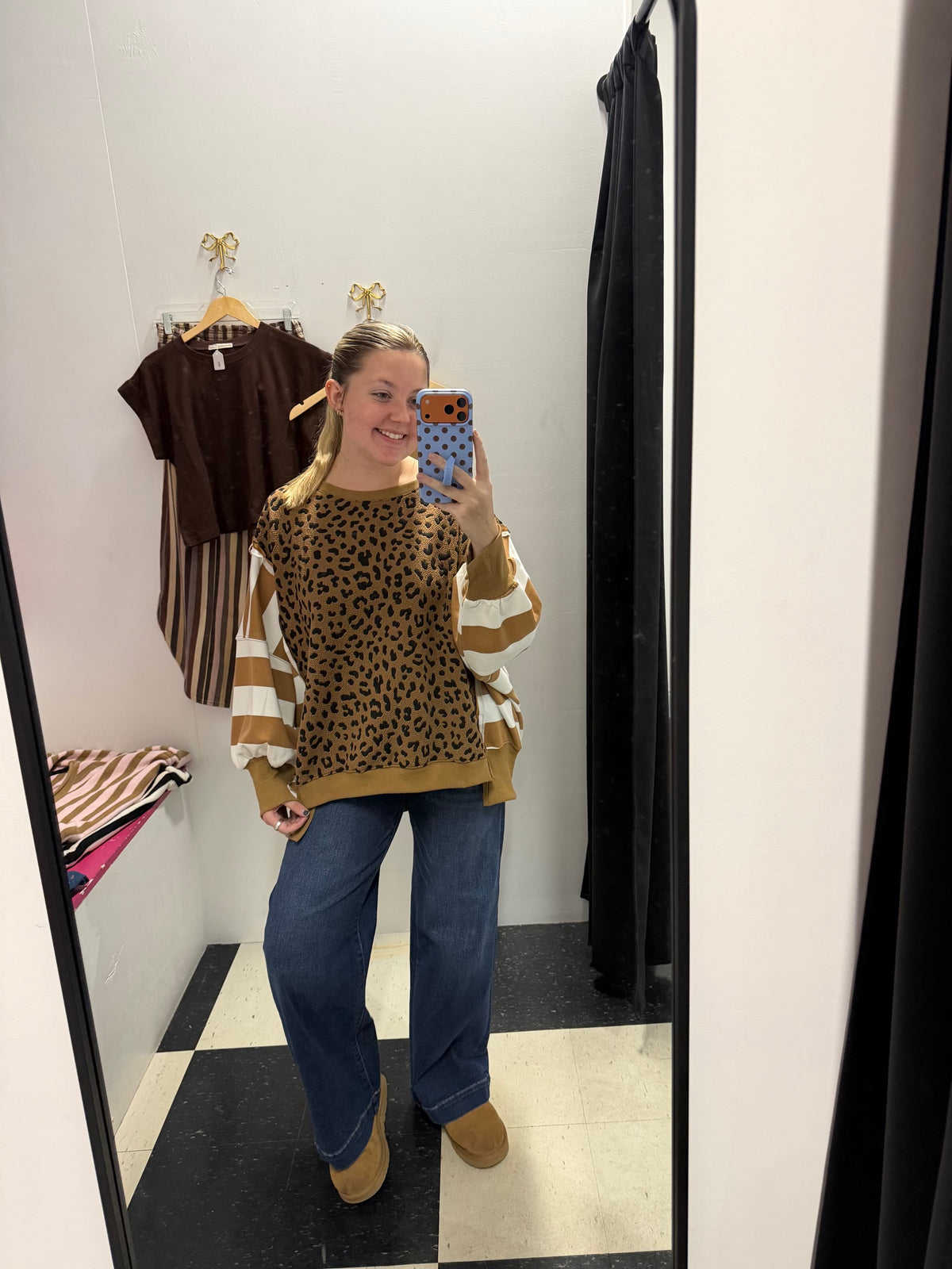 Leopard and Striped Mixed Top