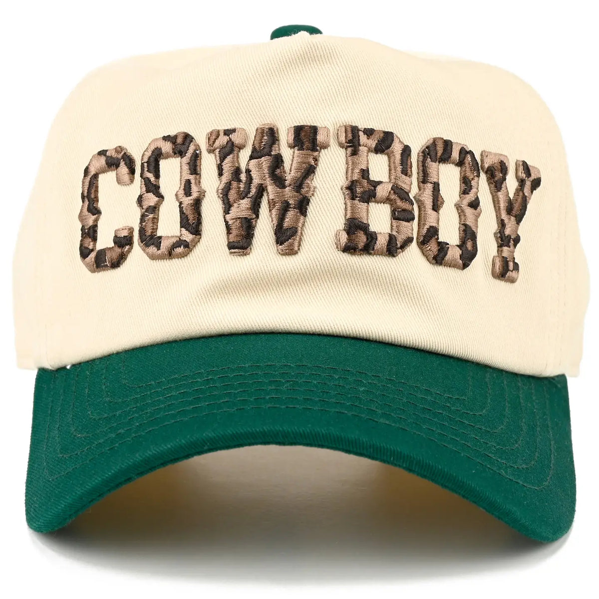 Cowboy Hat (unstructured) - Dark Green/Leopard