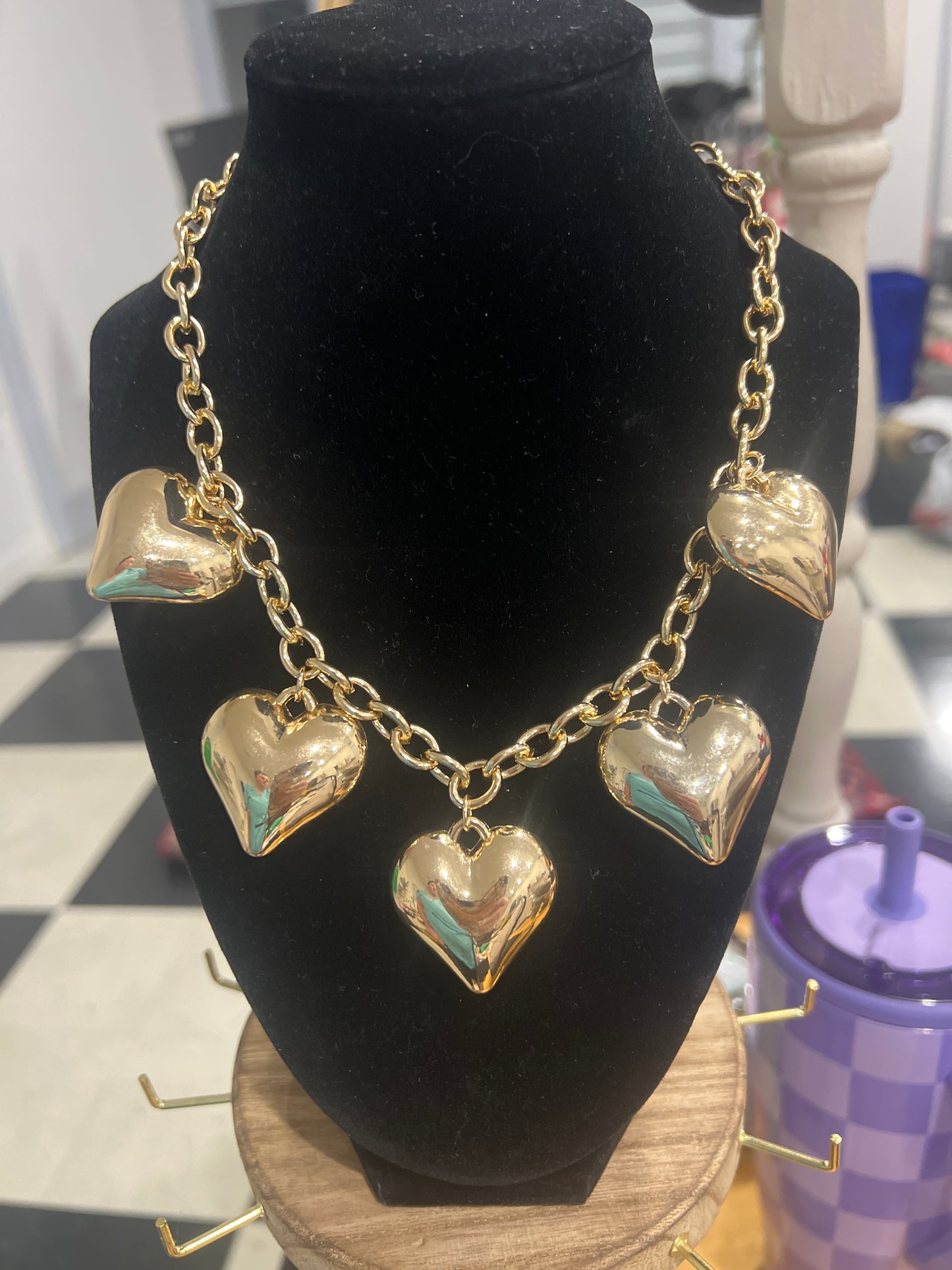 Multi Puffy Heart Necklace