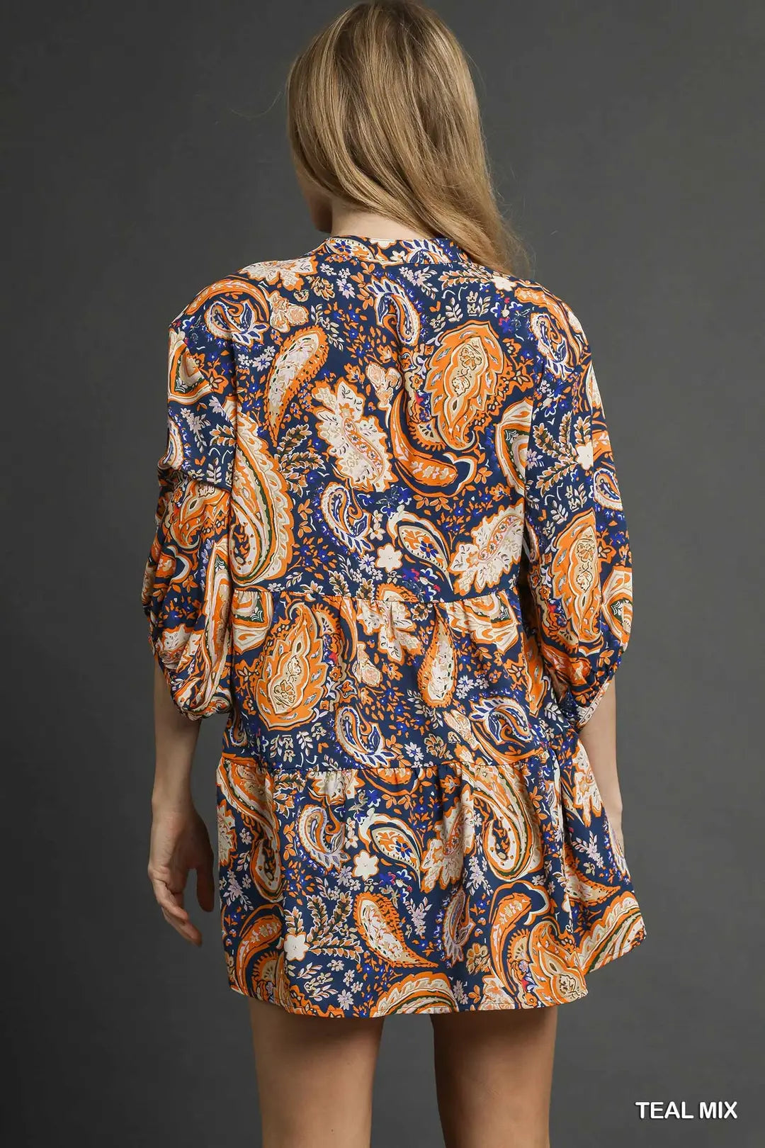 Mixed Paisley Print Boho Blouse