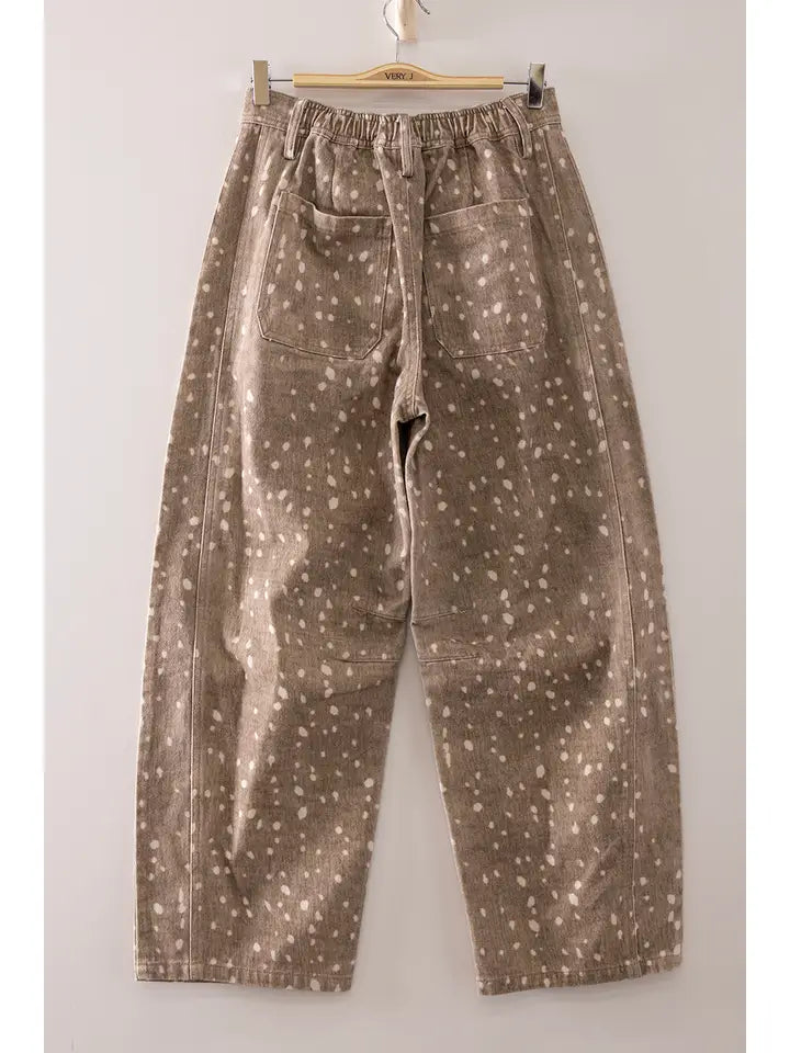 BAMBI PRINT BARREL PANTS