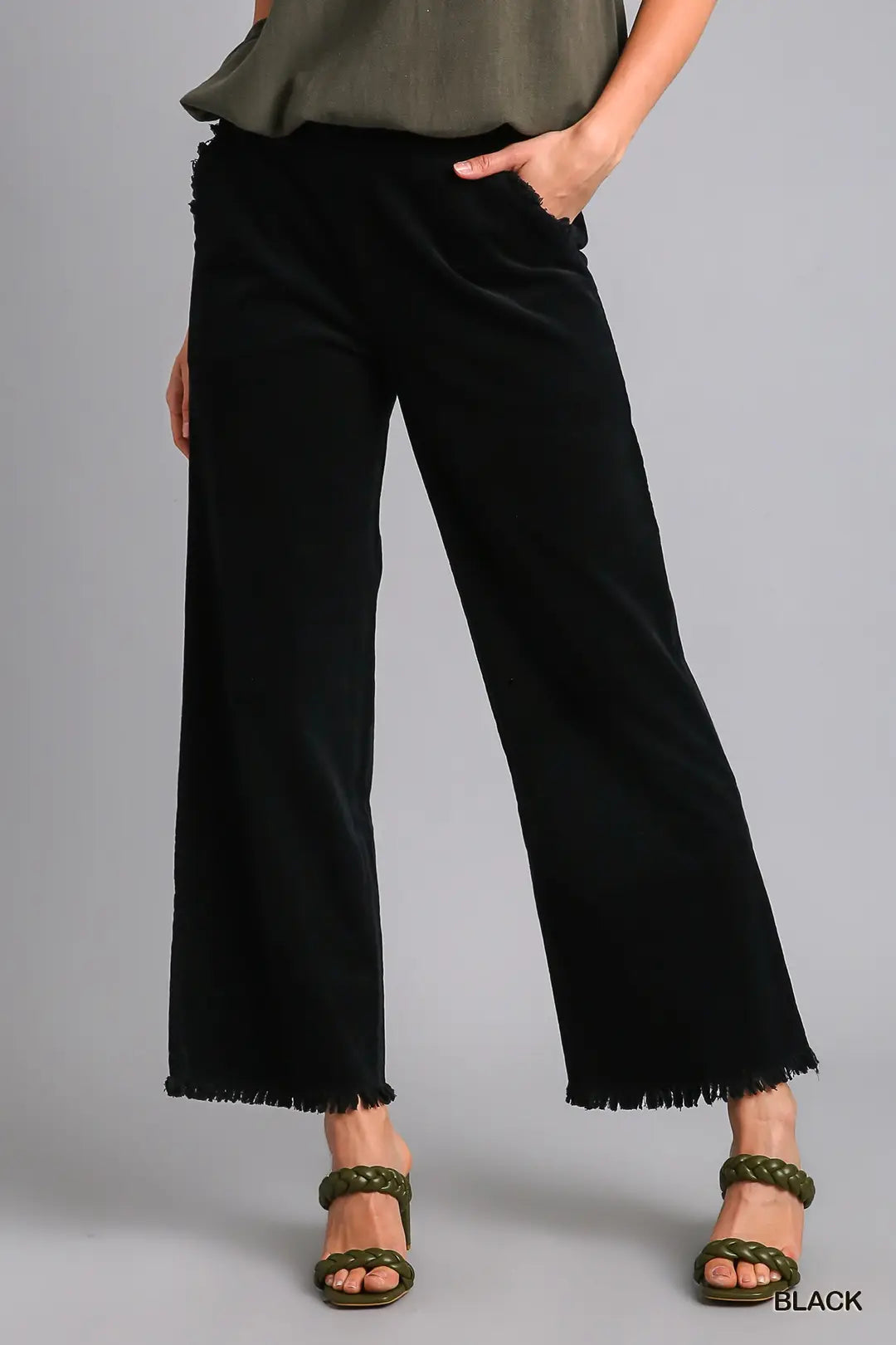 Freida Frayed Pants - Black