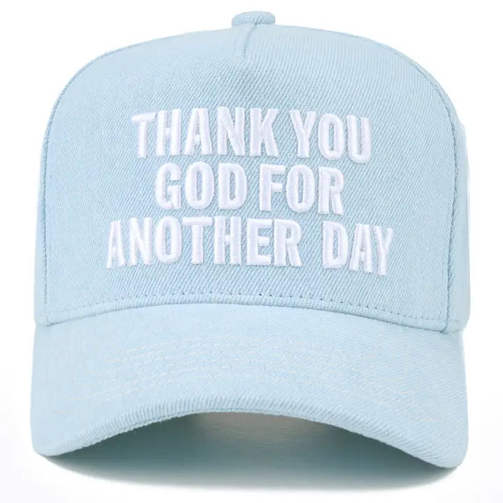 THANK YOU GOD TRUCKER HAT - LIGHT DENIM