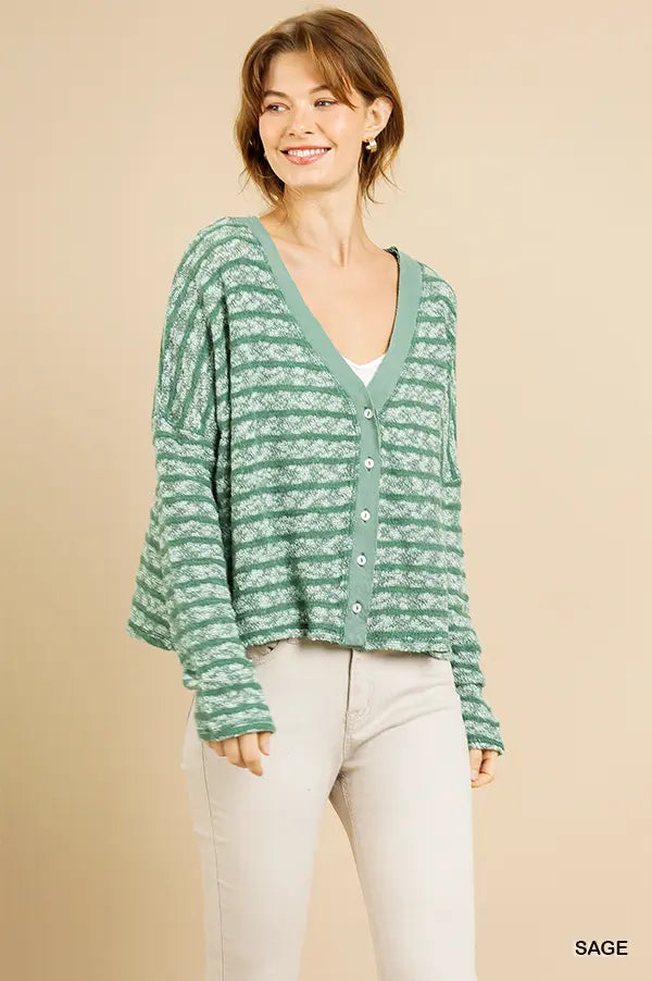 Heathered Striped Cardigan