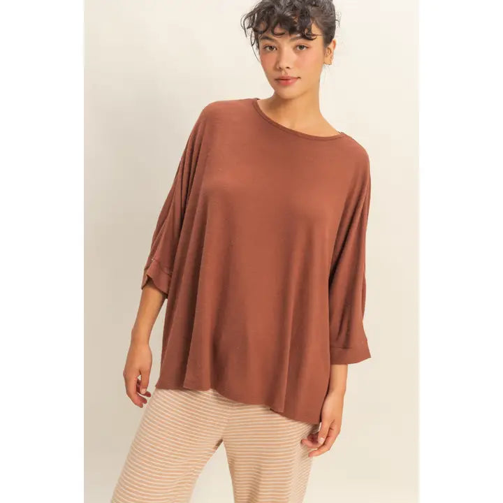 DOORBUSTER - BATWING OVERSIZED TOP - CHESTNUT - FINAL SALE