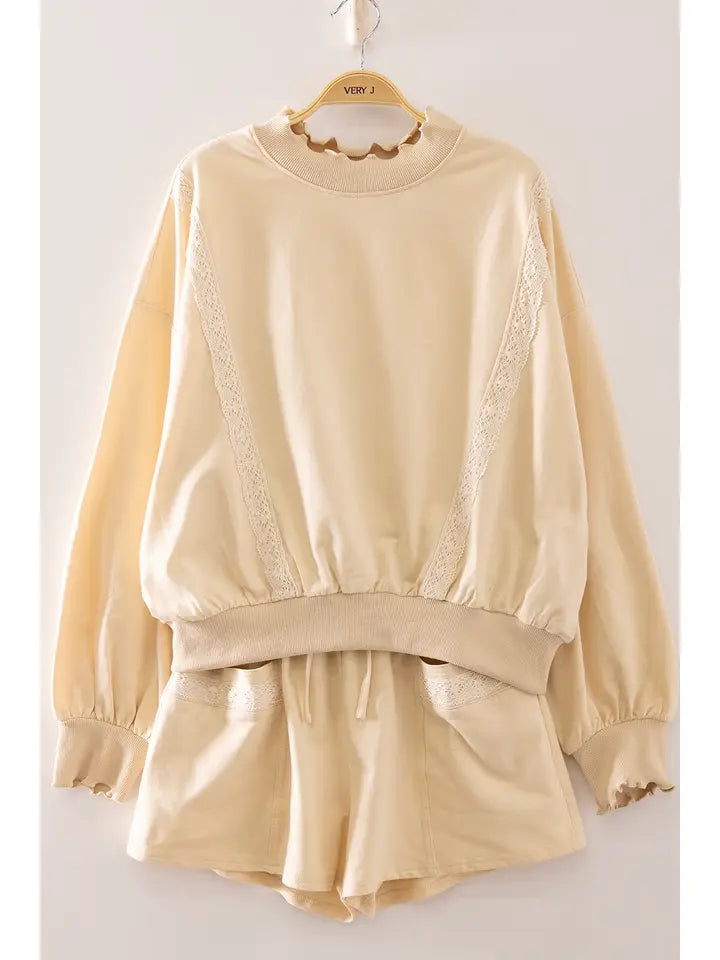 LACE TRIM SWEATSHIRT