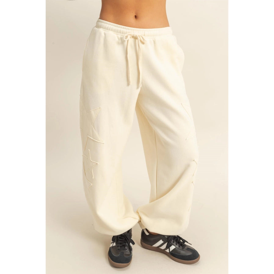 STAR PATCH JOGGERS - CREAM