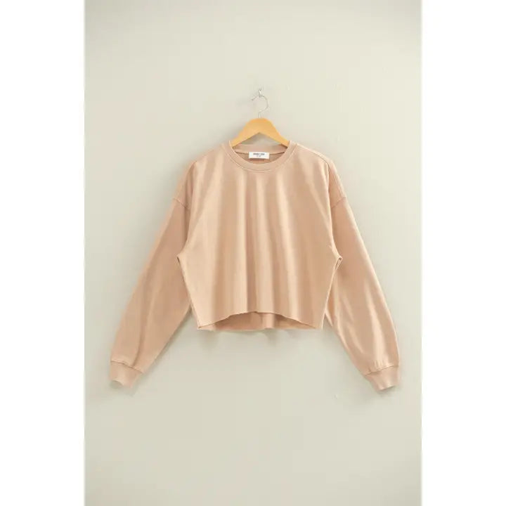DOORBUSTER - CROPPED CREWNECK - DARK TAUPE - FINAL SALE
