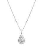 CZ PAVE TEARDROP NECKLACE - SILVER