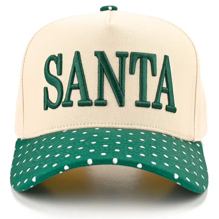 SANTA POLKA DOT TRUCKER HAT - DARK GREEN
