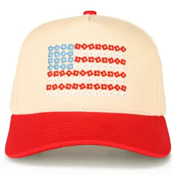 FLOWER AMERICAN FLAG HAT