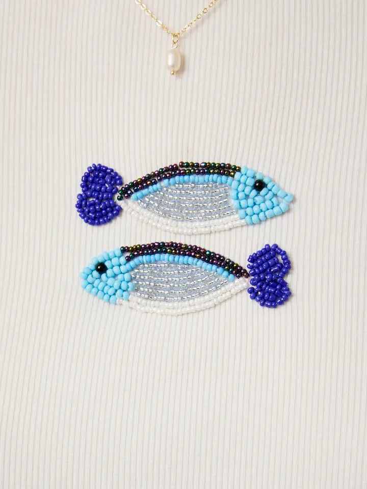 FISH BEADED CREW NECK TEE