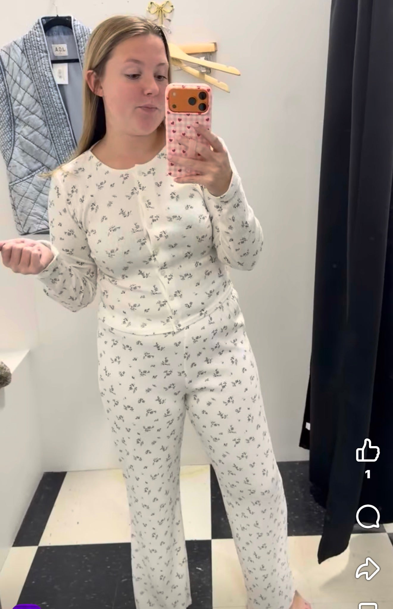 Floral Pointelle Button Down Top