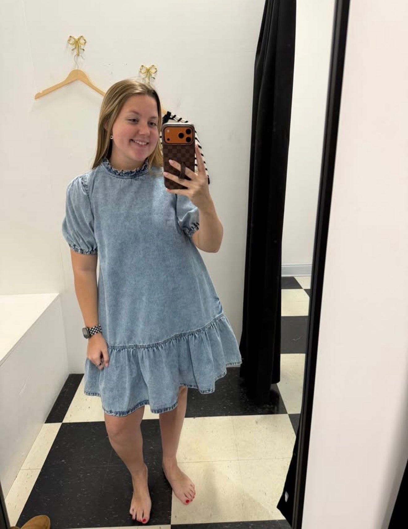 Denim Tiered Mini Dress