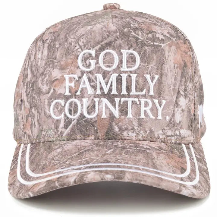 GOD, FAMILY, COUNTRY TRUCKER HAT