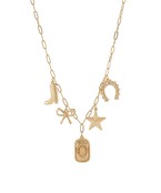 Western Cowboy Theme Charm Necklace - GOLD