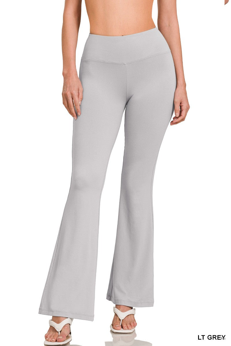 MICROFIBER HIGH WAIST YOGA PANTS - GRAY