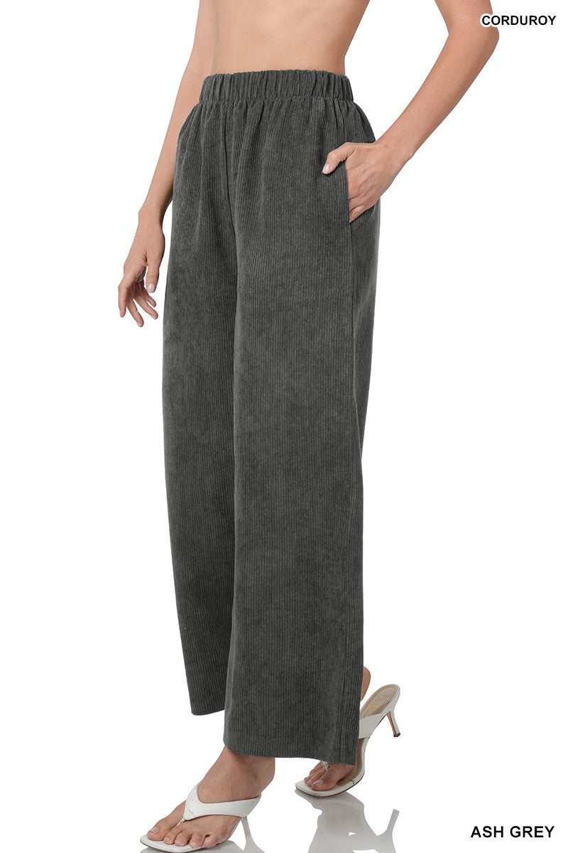 CORDUROY WIDE LEG PANTS