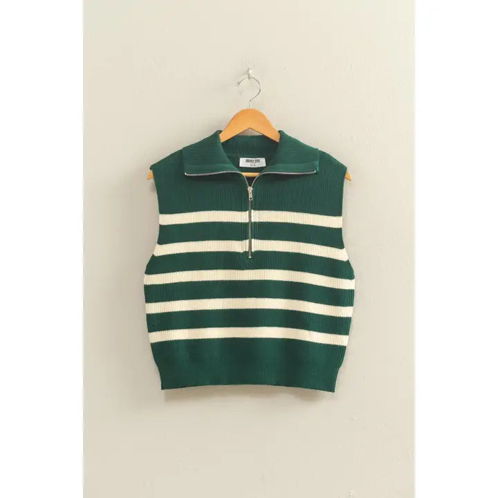 MILLER STRIPED HALF ZIP SWEATER