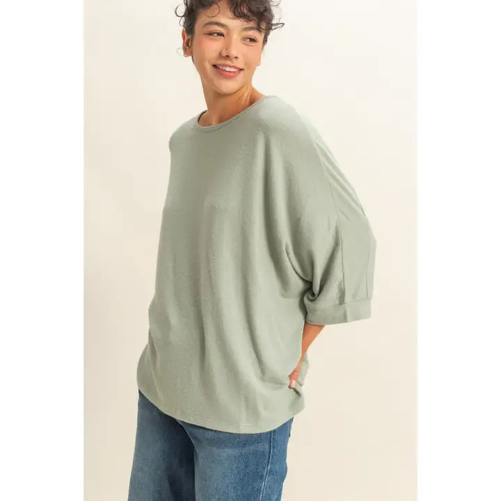 DOORBUSTER - BATWING OVERSIZED TOP - GREEN - FINAL SALE