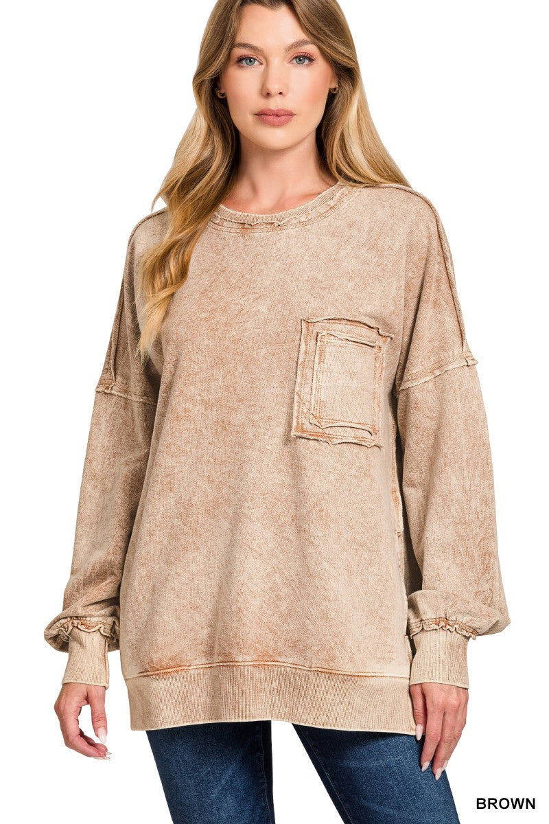 HALO WASHED EXPOSED SEAM SWEATSHIRT
