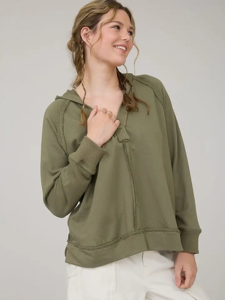 MARLEY RAW EDGE HOODED TOP