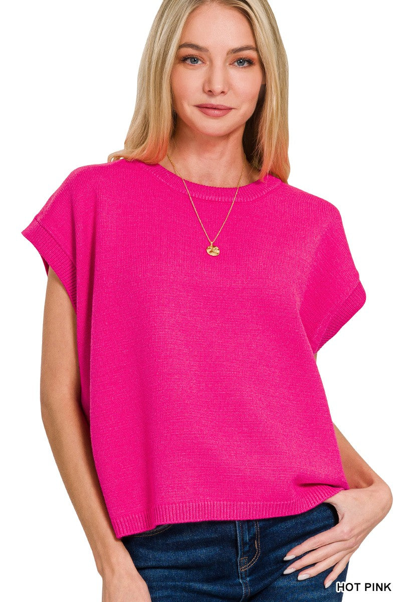 SLOANE VISCOSE SWEATER VEST - HOT PINK