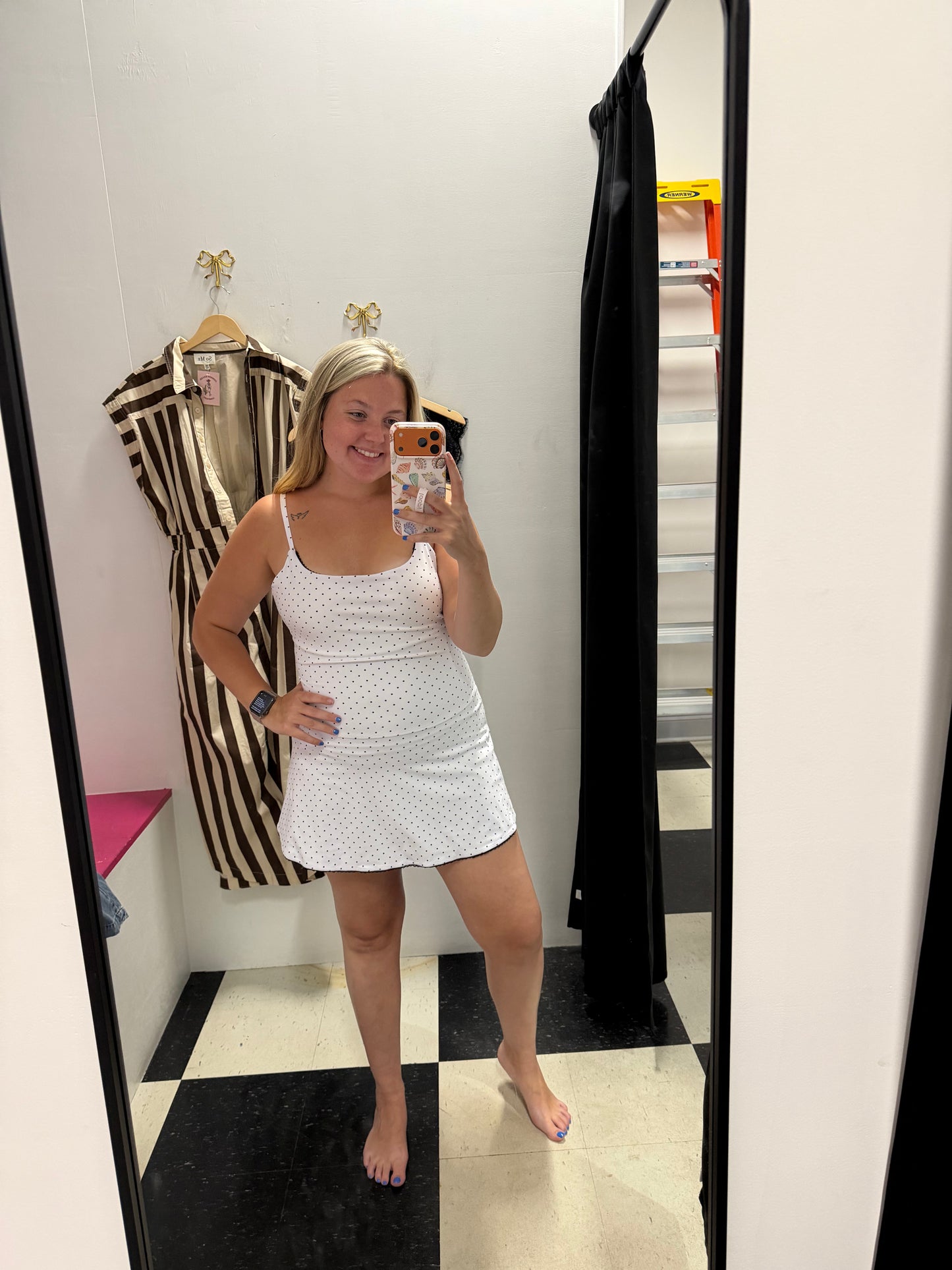 Polka Dot Lace Trim Mini Dress