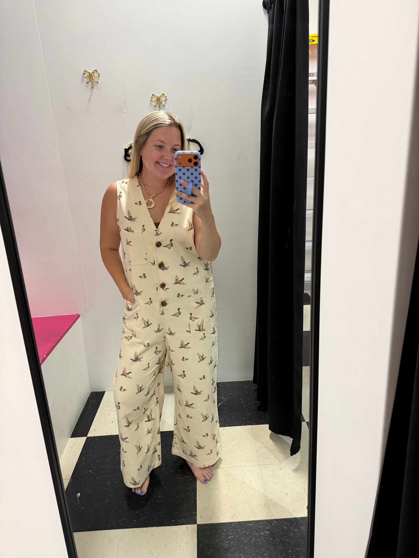Mallard Duck Print Sleeveless Jumpsuit