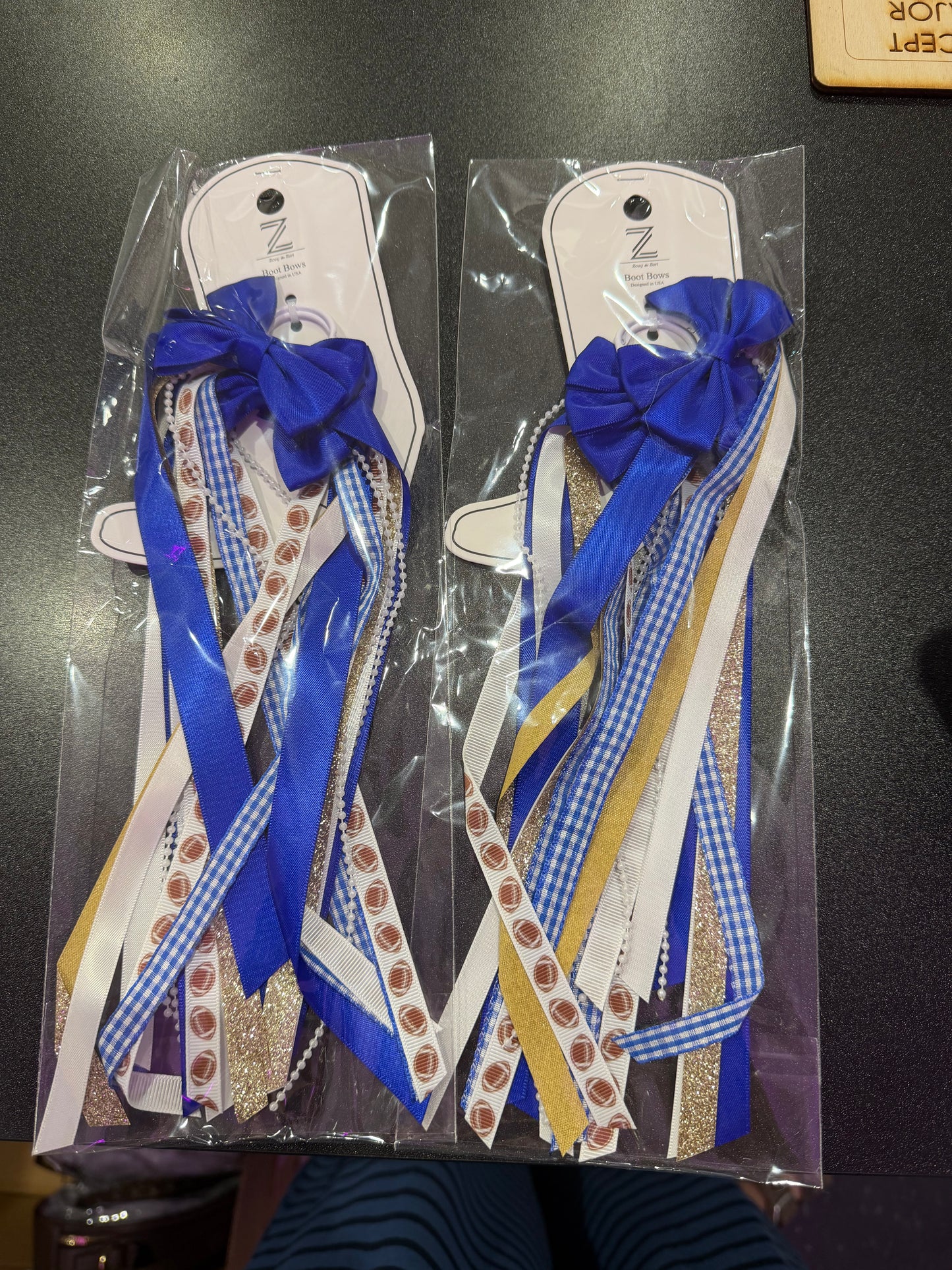 Boot Bows -Royal Blue/Gold