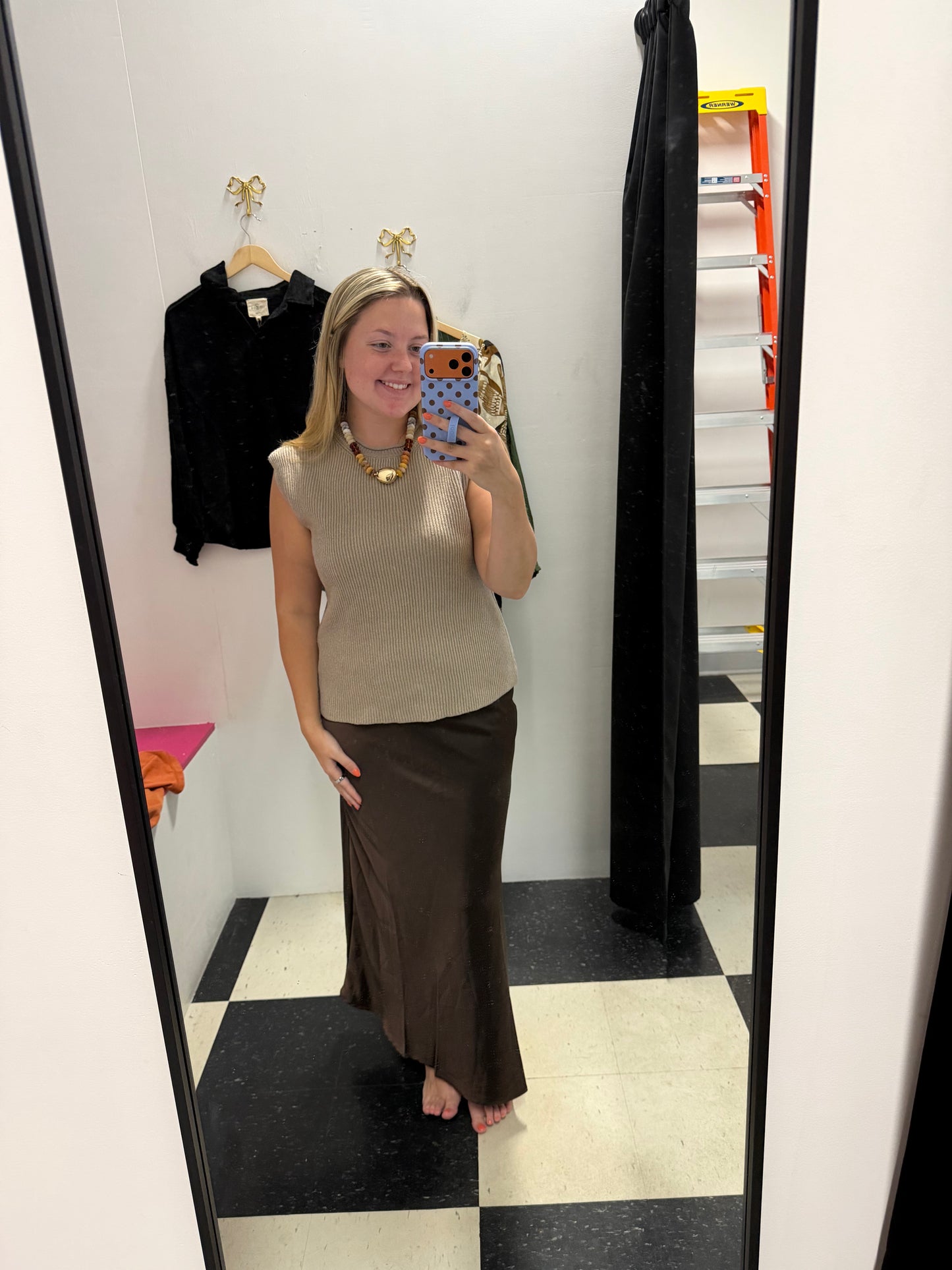 SATIN SLIP MIDI SKIRT