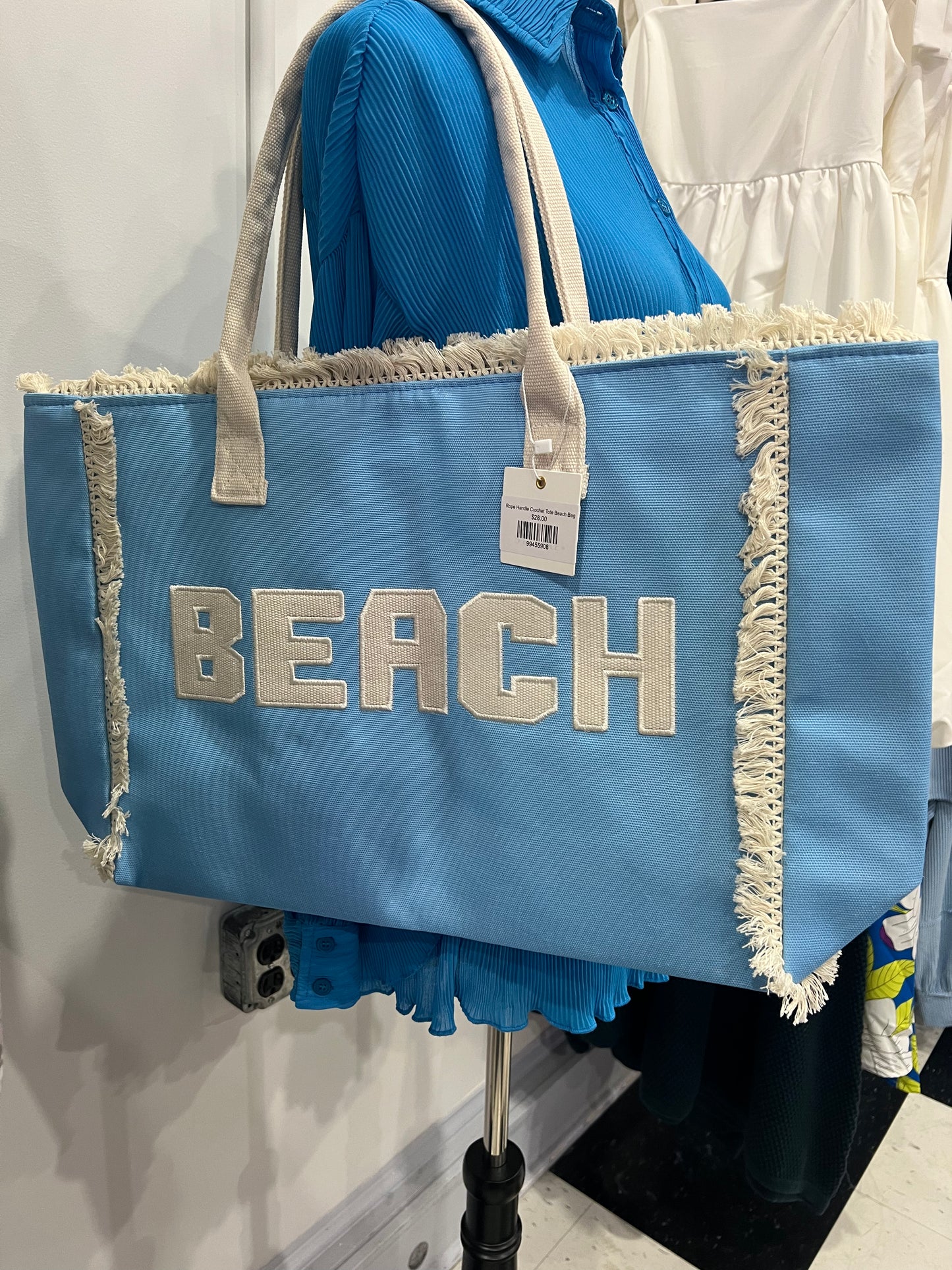 Rope Handle Crochet Tote Beach Bag