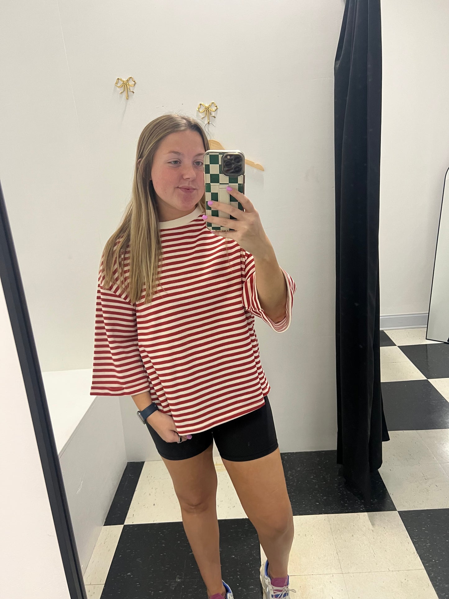 Gina Striped Bowknot Top