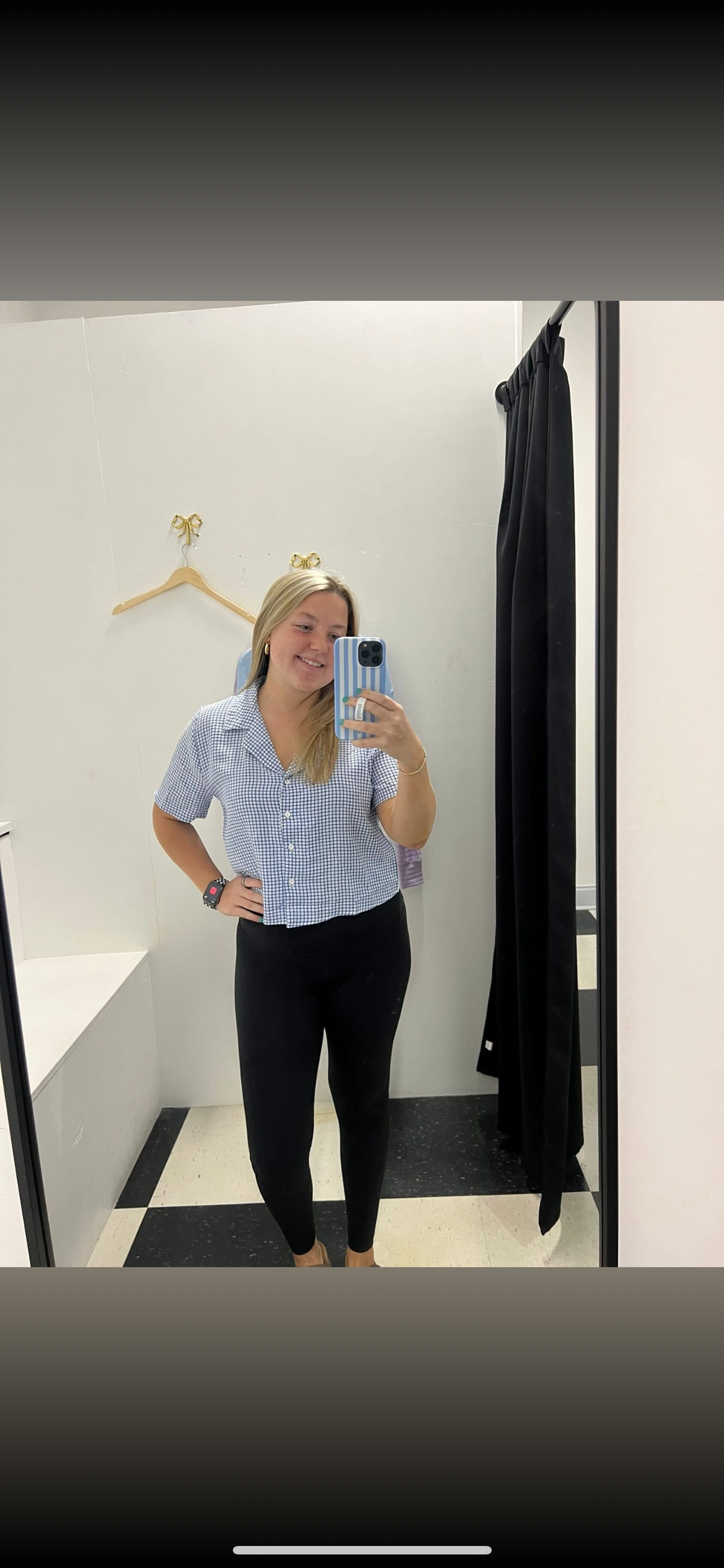 Plaid Modern Crop Button-Up Shirt