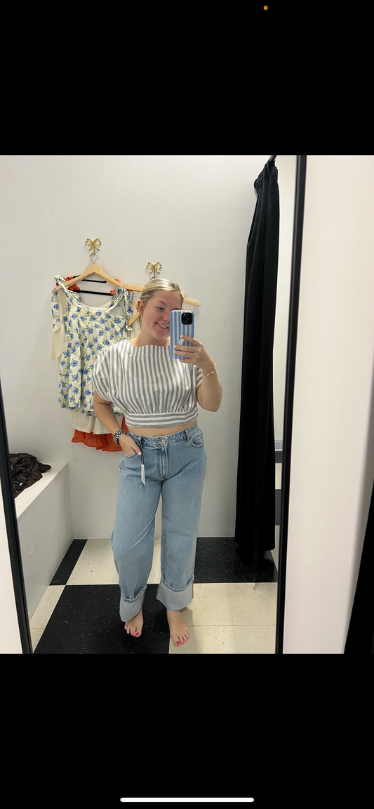 Amelia Striped Open Back Crop Top