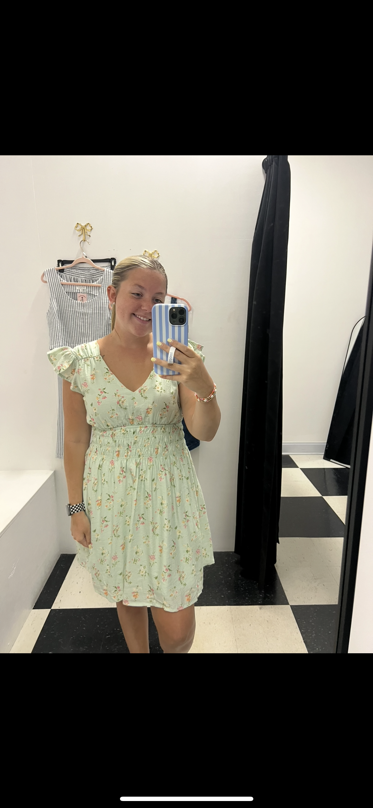 FLORAL V-NECK MINI DRESS