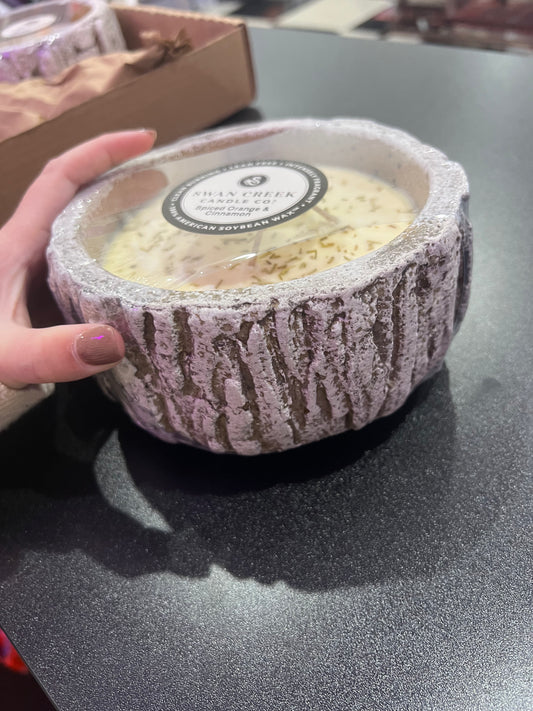 Swan Creek Candles - White Woods Large Bowl - Spiced Orange & Cinnamon