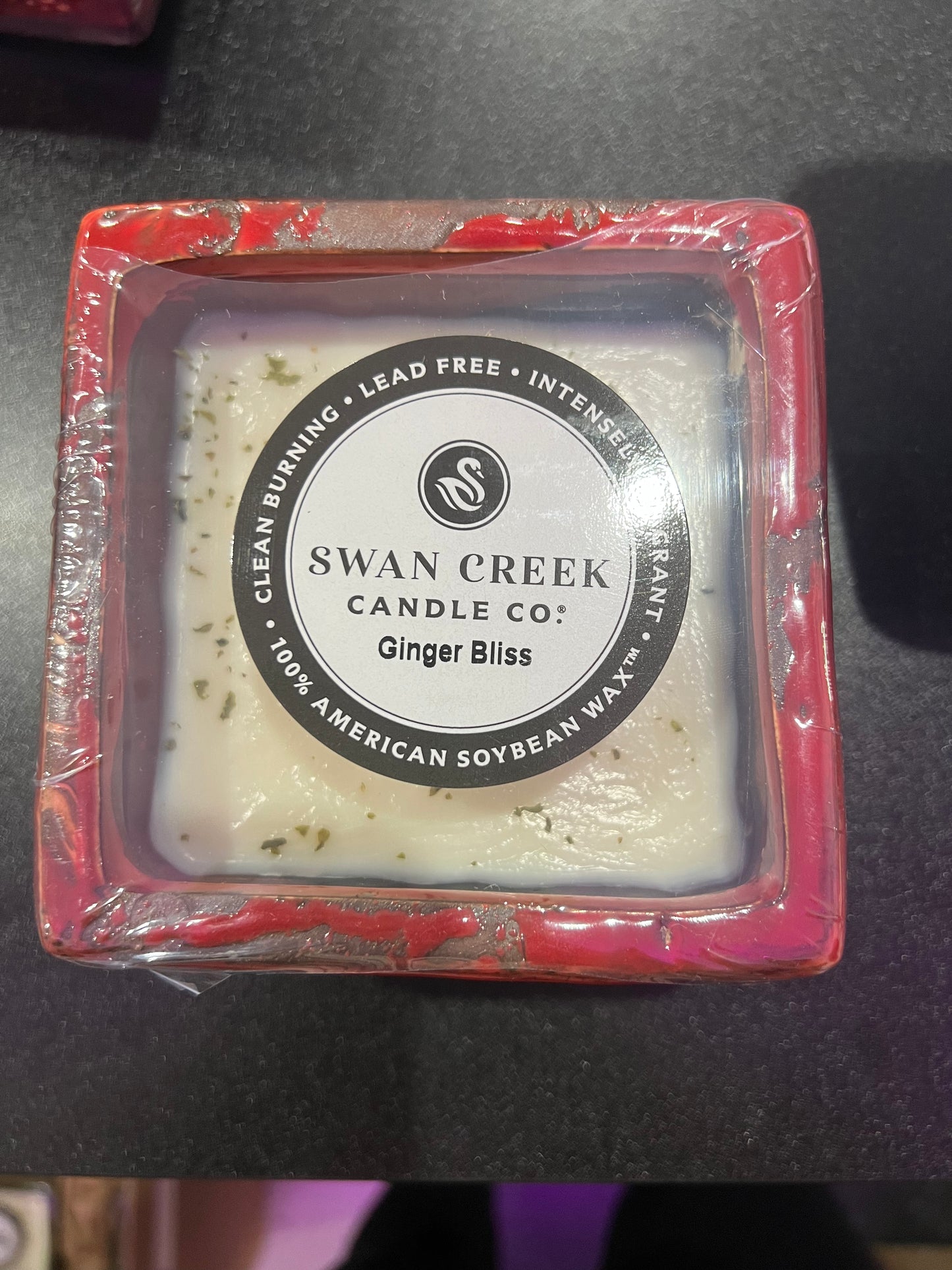 Swan Creek Candles - Holiday Red Small Sqaure Pot - Ginger Bliss