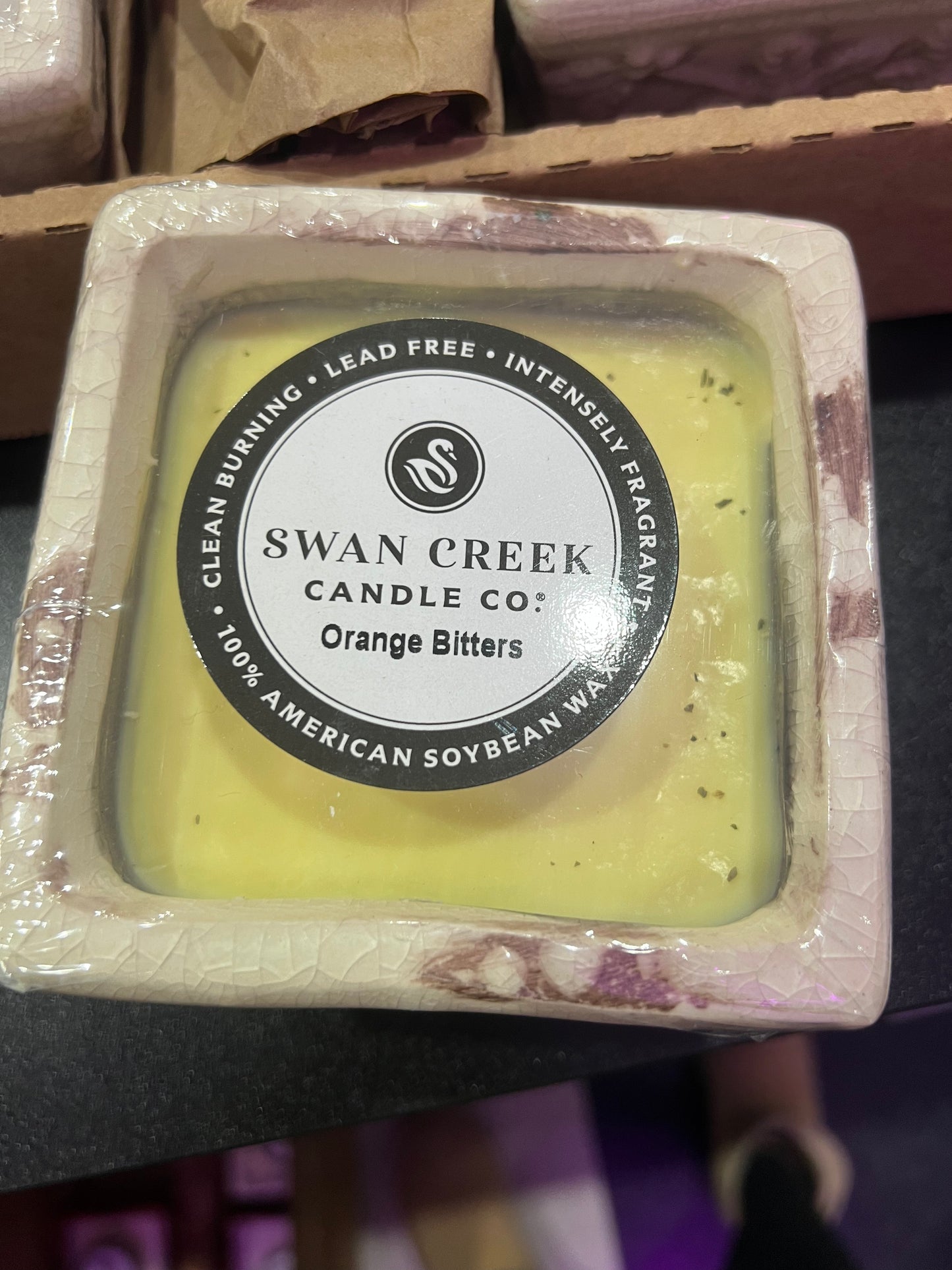 Swan Creek Candles - Holiday White Small Square Pot - Orange Bitters