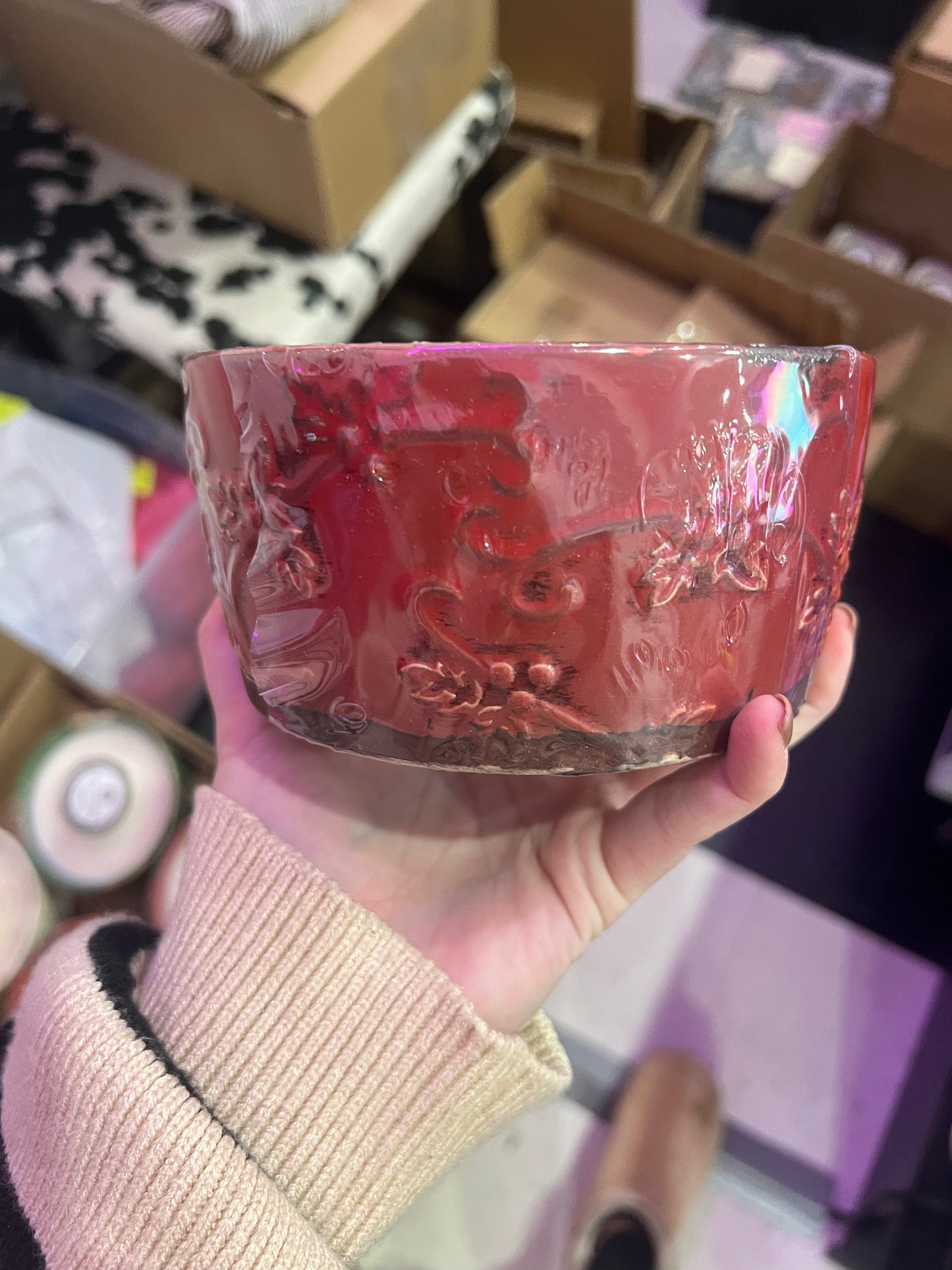 Swan Creek Candles - Holiday Red Large Bowl - Frosted Mulberry