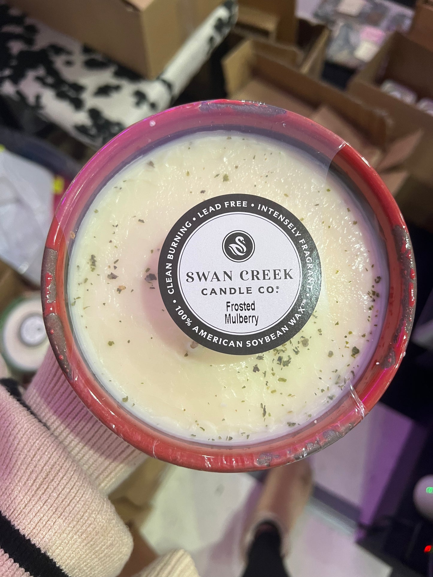 Swan Creek Candles - Holiday Red Large Bowl - Frosted Mulberry