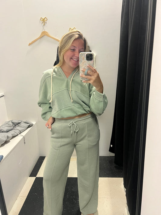 STEVIE CONTRASTING HOODIE - GREEN