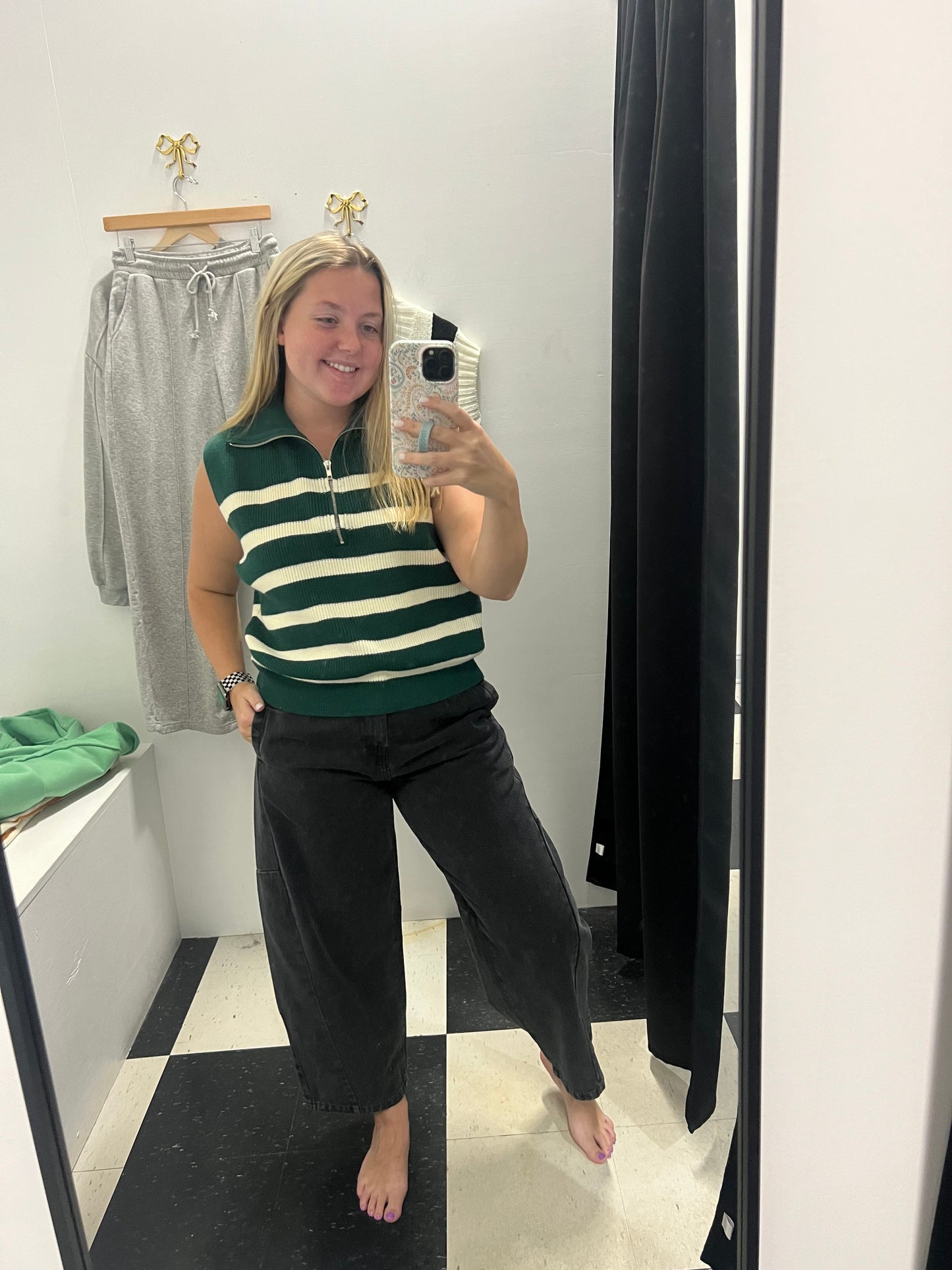 MILLER STRIPED HALF ZIP SWEATER