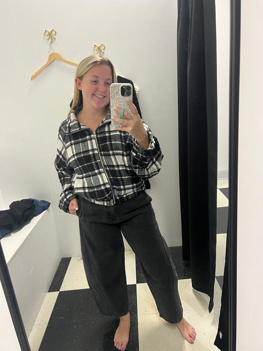 PLAID ZIP UP JACKET