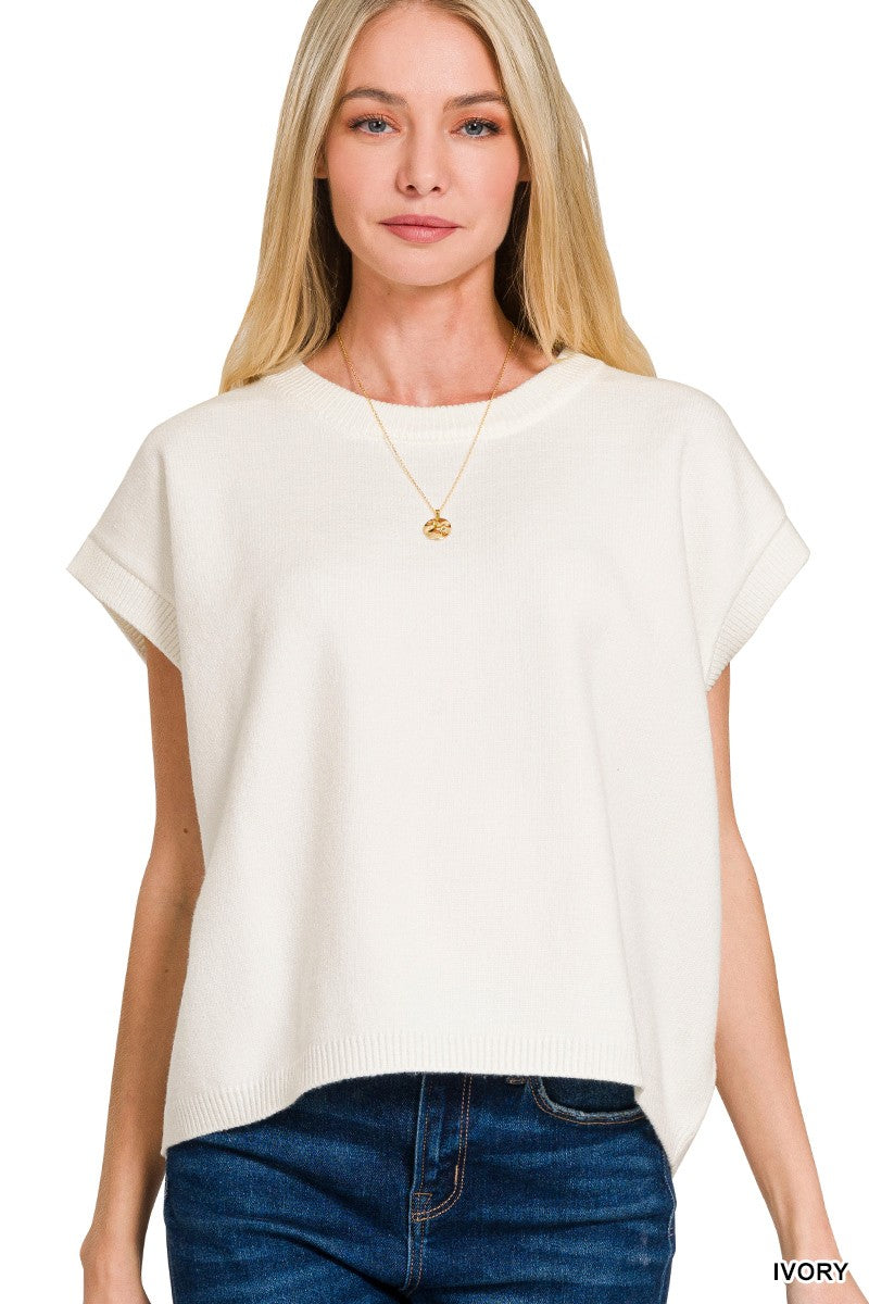 SLOANE VISCOSE SWEATER VEST - IVORY