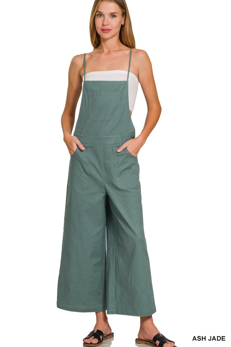 WOVEN SPAGHETTI STRAP OVERALLS
