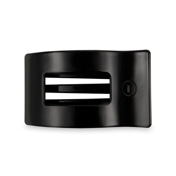 TELETIES - JET BLACK RECTANGLE FLAT CLIP - MEDIUM